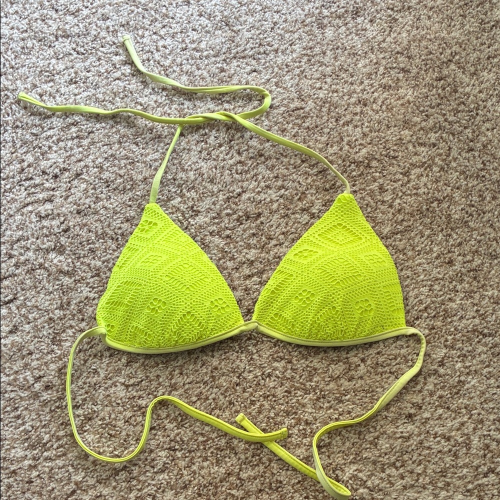 Neon Yellow Crochet Bikini Top